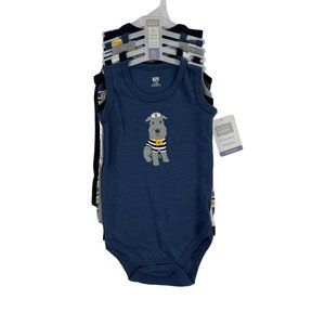 Hudson Baby‎ 5 Sleeveless Nautical Bodysuits Infant Size 9-12M Blue/White/Yellow